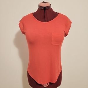 Calvin Klein Coral Dressy Tee Cropped Sleeves Medium